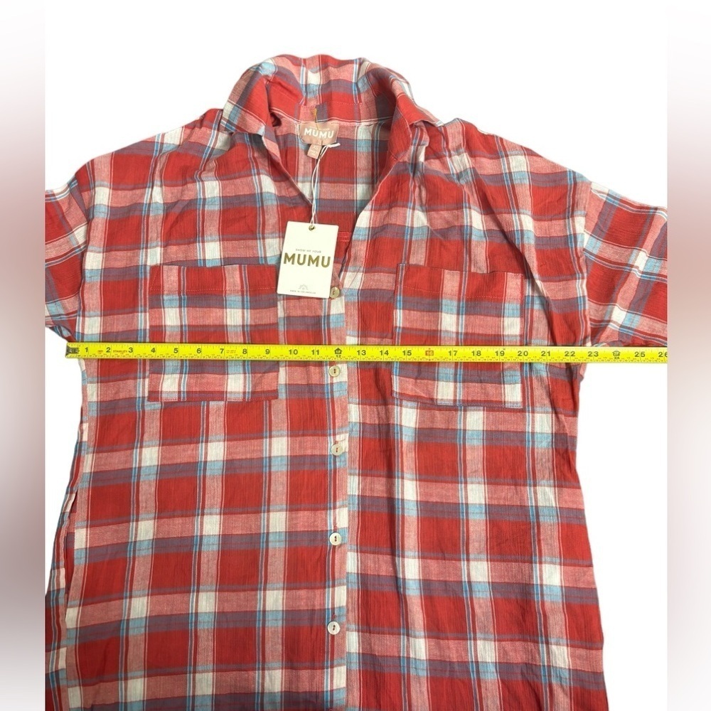 Show Me Your Mumu Leo Button Down Boho Western Long Tunic in Red Plaid -… - Picture 11 of 15